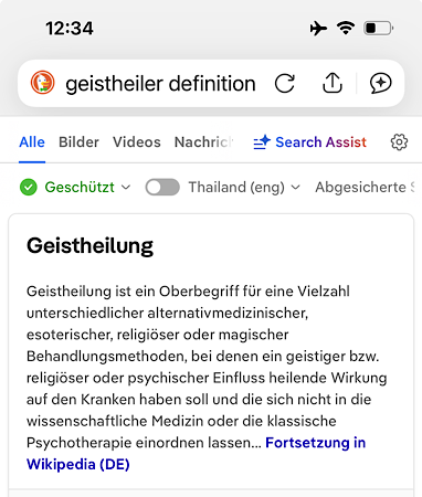 Definition Geistheilung von wikipedia in der Kurzfssung