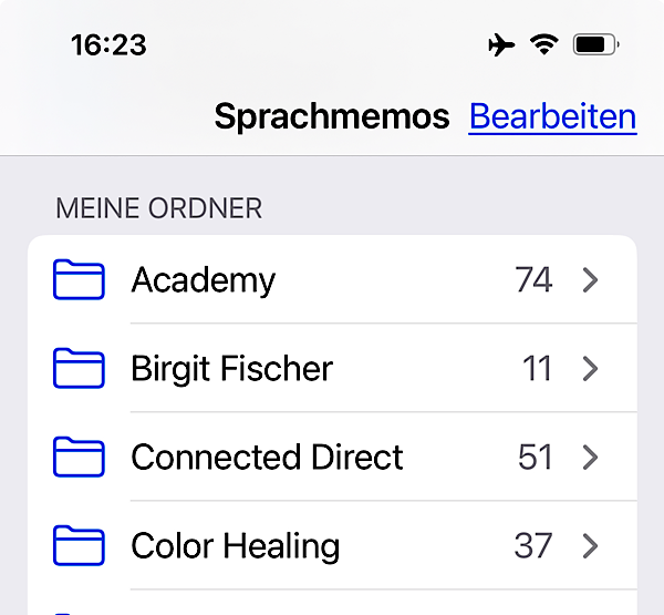 Healings und Readings getrackt in der Sprachmemo App - nur für mich