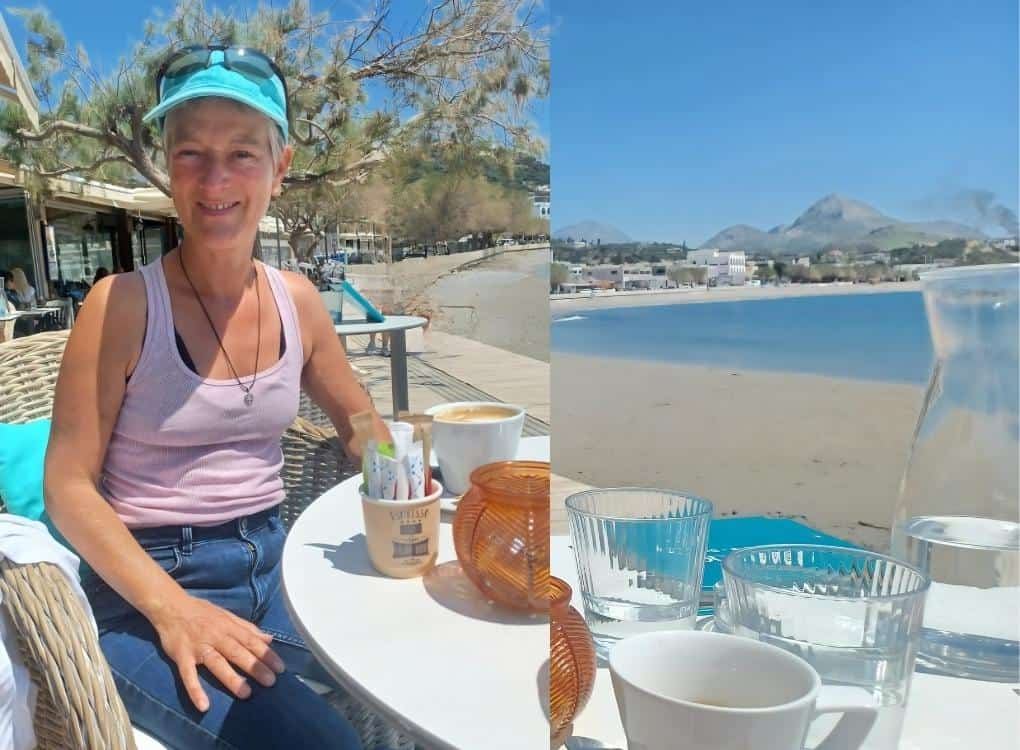Vera beim Geburtstags-Kaffeetrinken in Plakias.