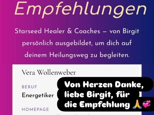Screenshot von Birgit Fischers Empfehlungsliste, auf der Vera Wollenweber steht